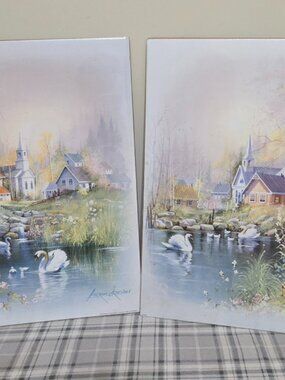 "Vintage" Andres Orpinas Village Church & Swans